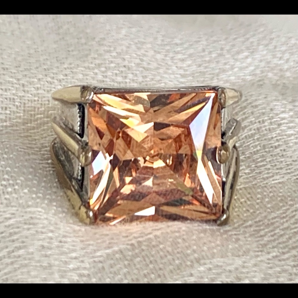Genuine Imperial Topaz ring with 925 Silver and Gold-platted band